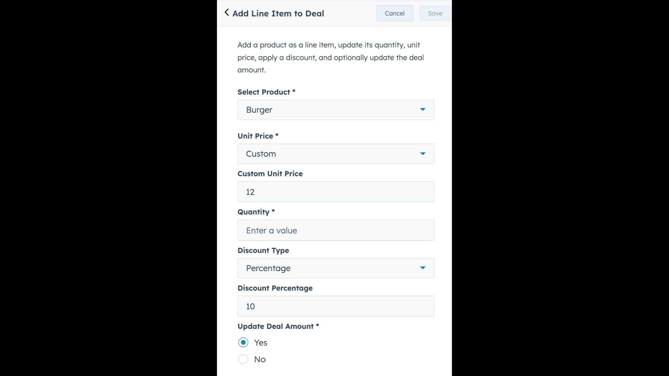Add Line Item to Deal automation in HubSpot workflow