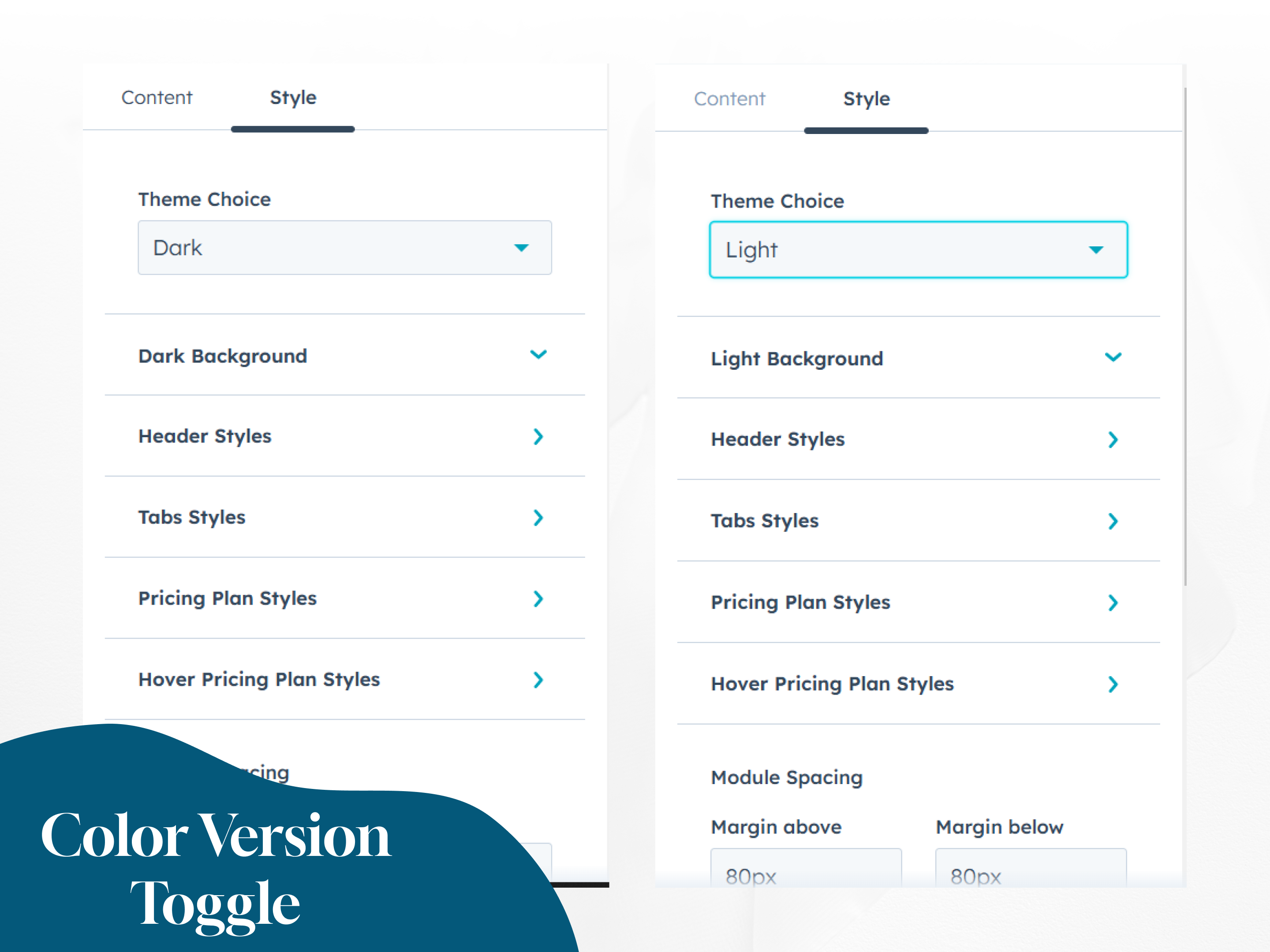Toggle Between LIGHT and DARK Version