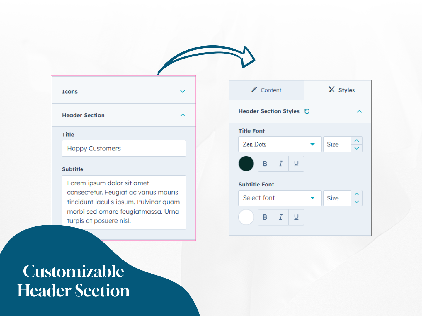 Customizable Header Section
