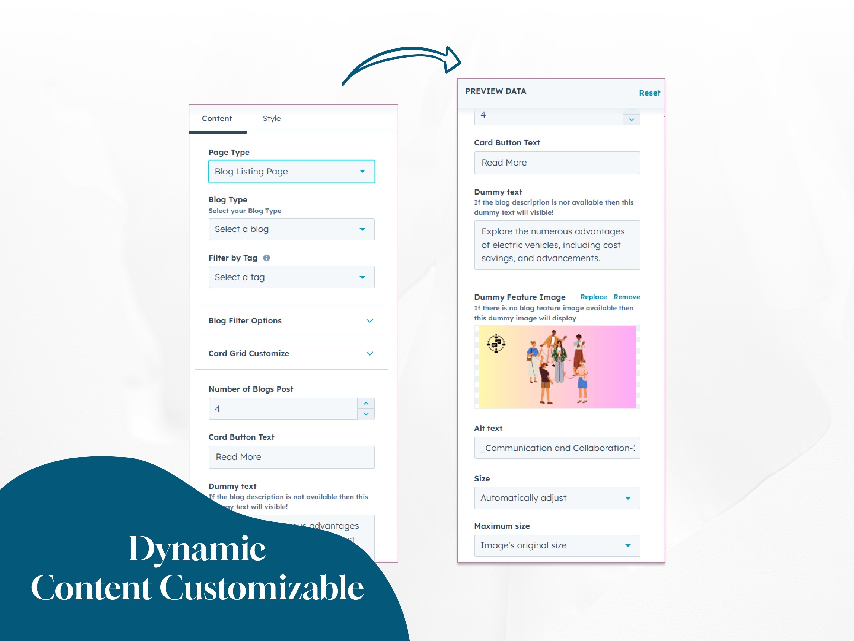 Dynamic Content Customizable