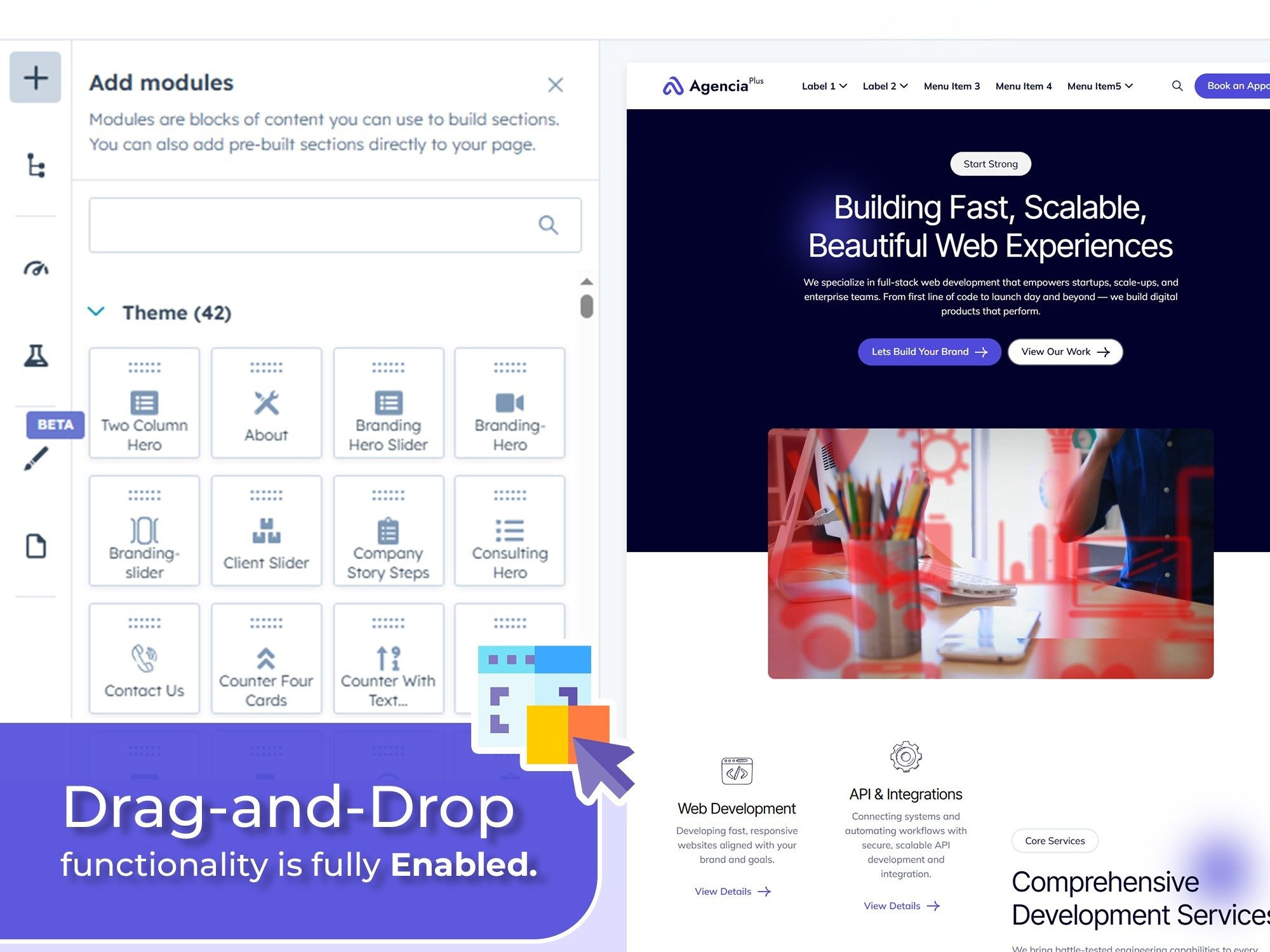 Build Pages Instantly with Drag-and-Drop