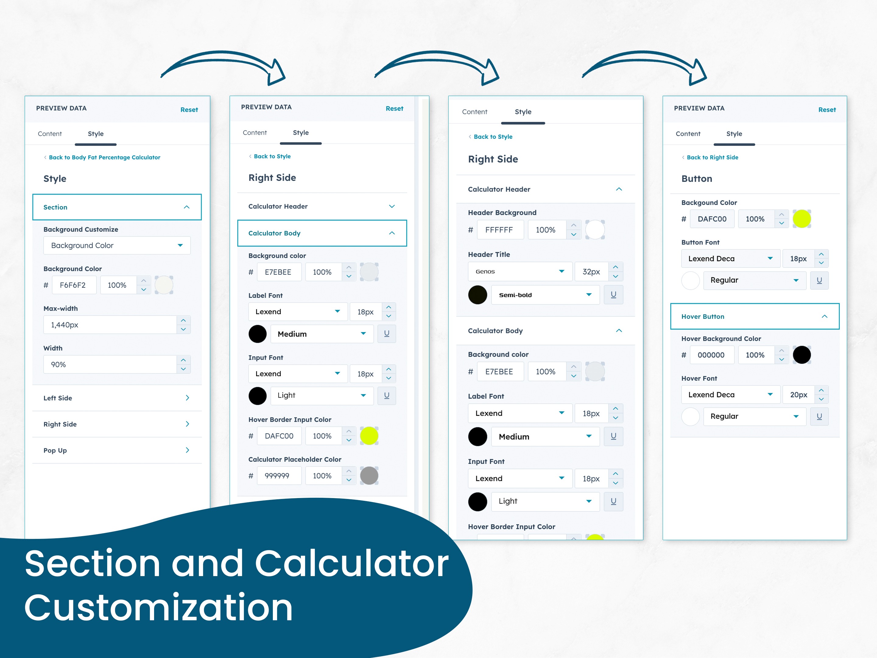 Section and Calculator Customization