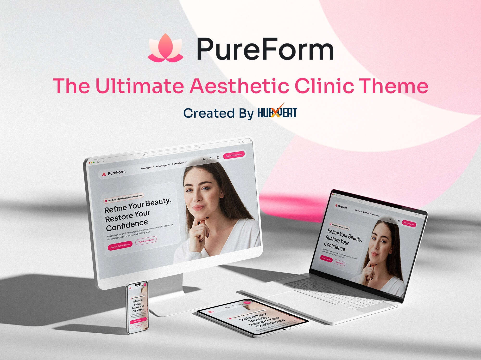 PureForm is a highly detailed theme made specifically for cosmetic surgeons, & skincare e-commerce.